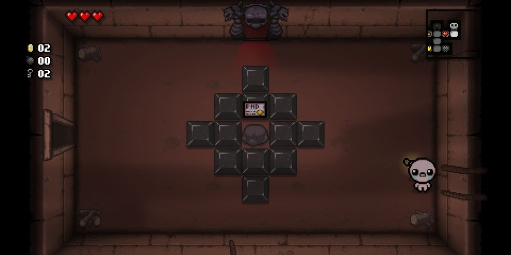 Isaac in a room with the PHD item in The Binding of Isaac: Rebirth