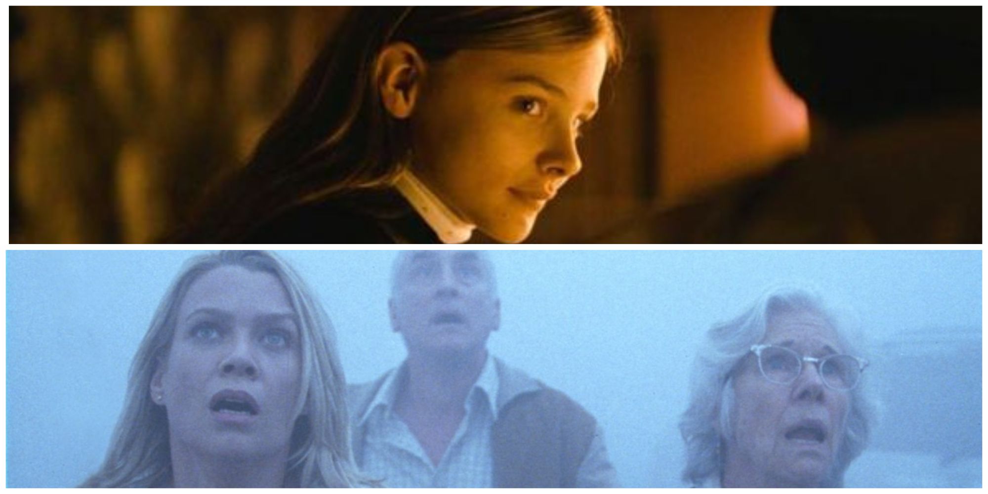 A split image of stills from The Mist and Let Me In