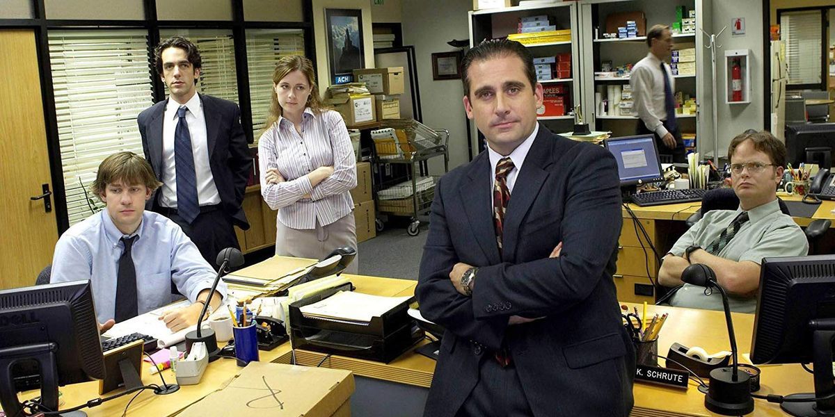 Pic from The Office Season 1, with Jim, Ryan, Pam, Michael, and Dwight.