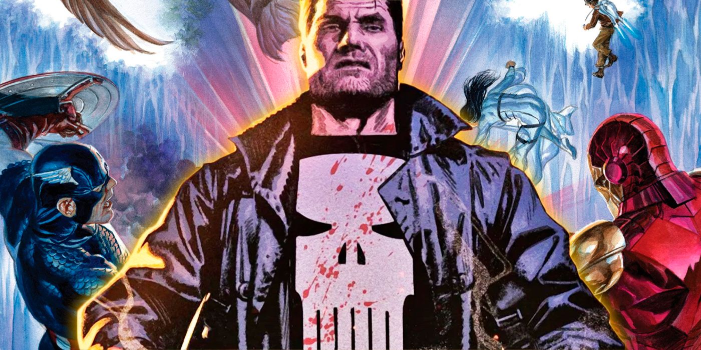 An image of the Punisher with blood on his shirt