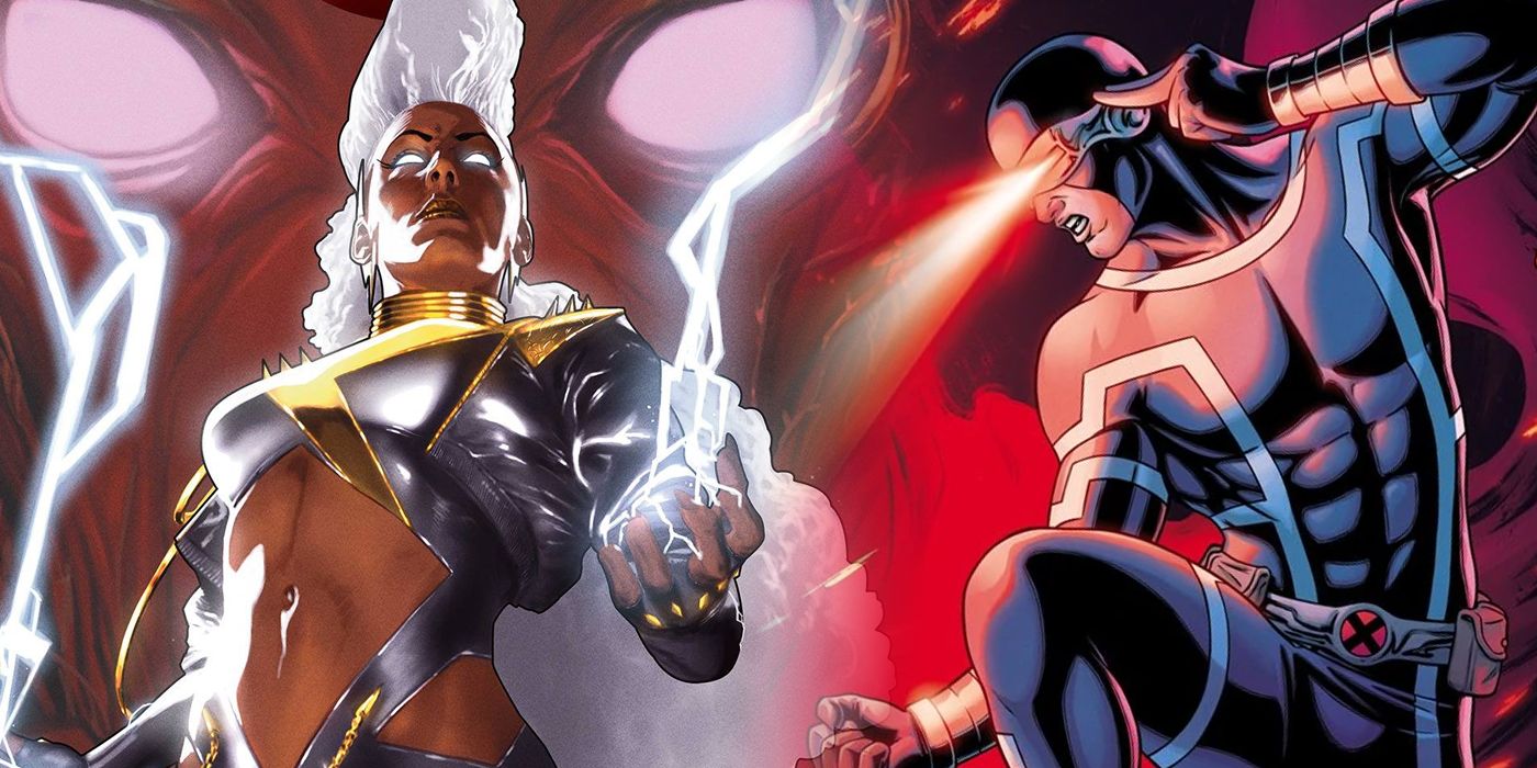 Marvel Comics' Storm and Cyclops split image