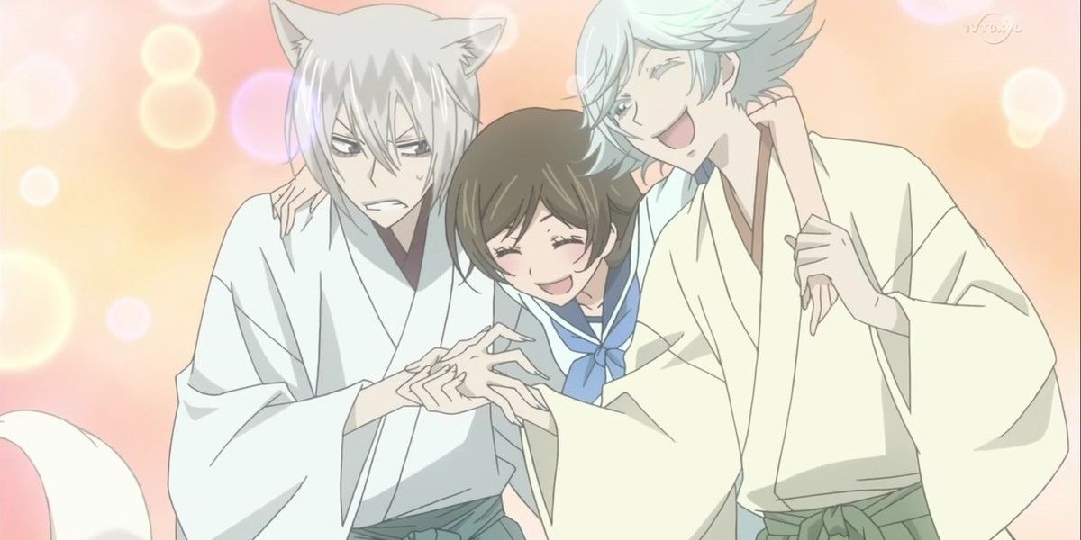 Tomoe, Nanami, and Mizuki from Kamisama Kiss.