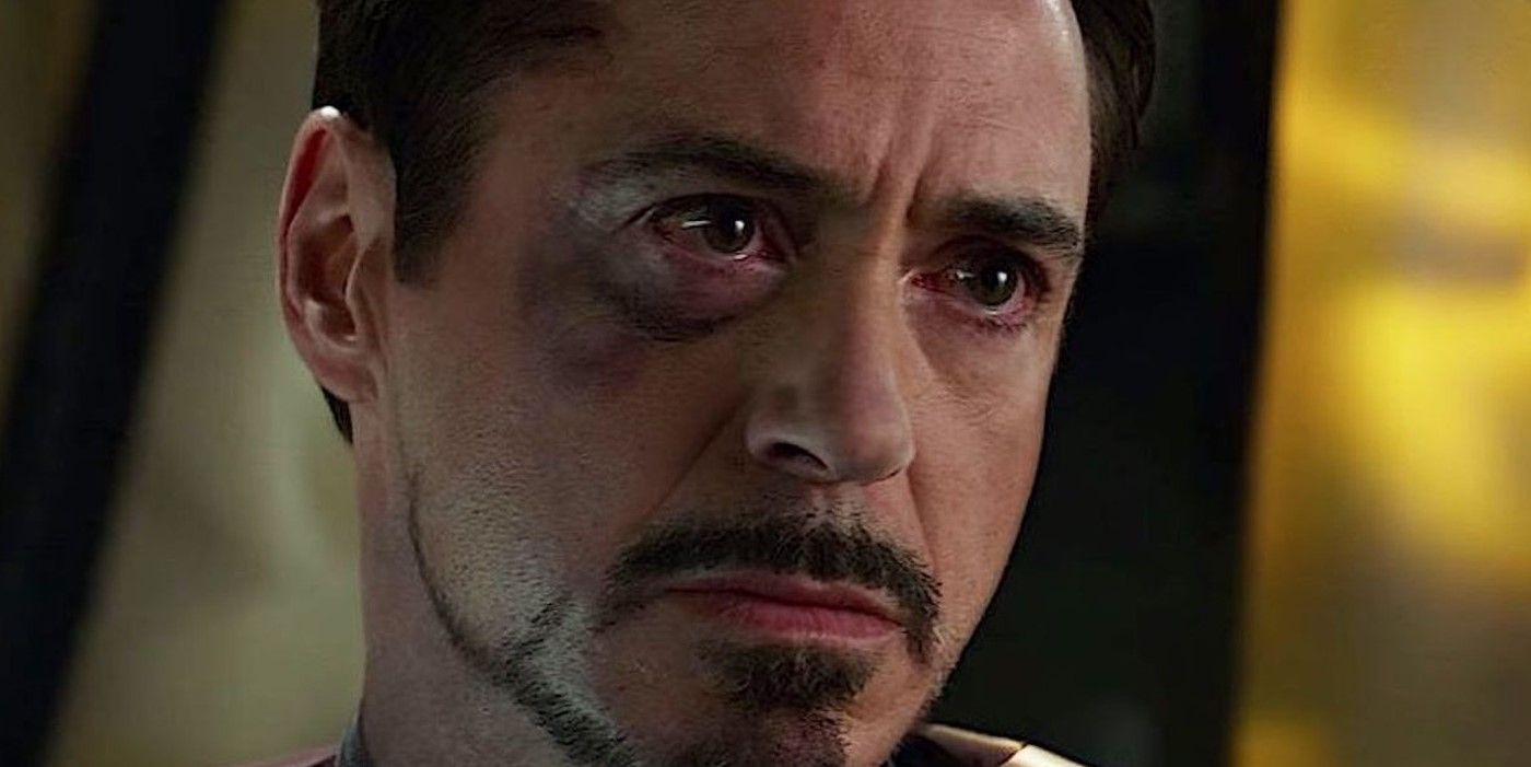 Tony Stark looking at Steve Rogers in Captain America: Civil War