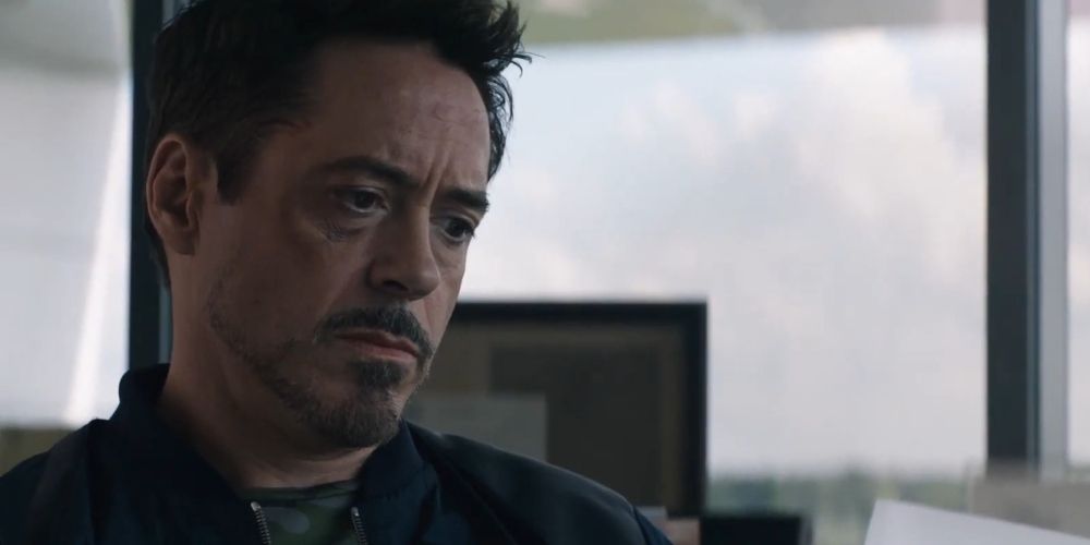 Tony Stark reading Steve's letter to him in Captain America: Civil War movie