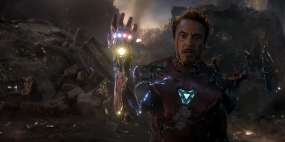 Tony Stark sacrificing his life to use the Infinity Gauntlet in Avengers Endgame.
