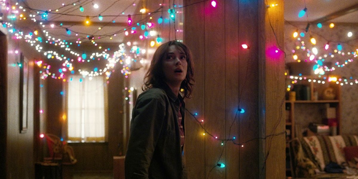 Joyce Byers in Stranger Things with her Christmas lights.