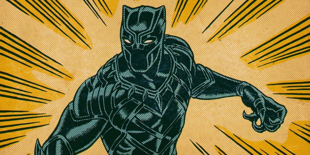 Image features Black Panther in the midst of battle