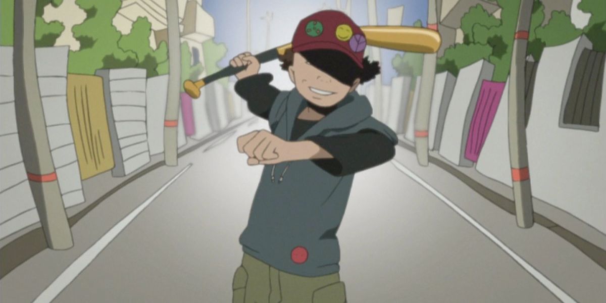 Lil' Slugger about to attack someone with his bat (Paranoia Agent)