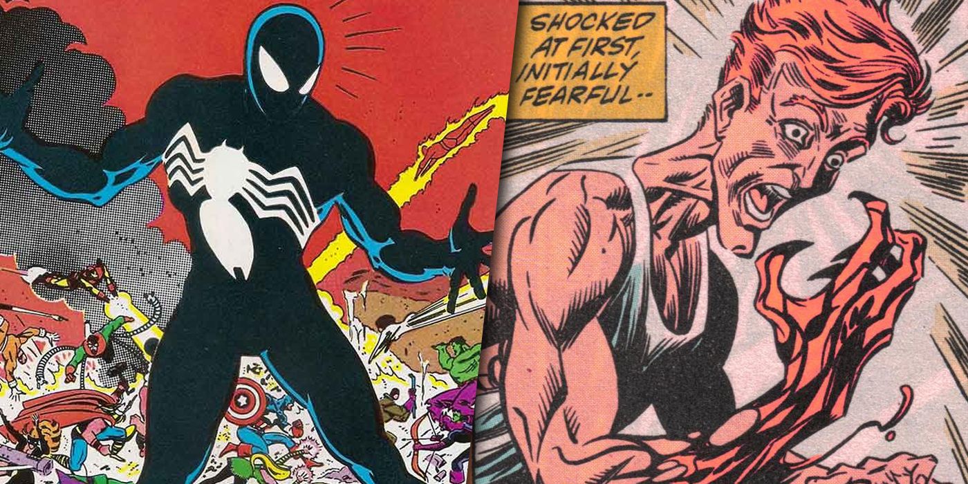 Venom and Carnage symbiote origins split image