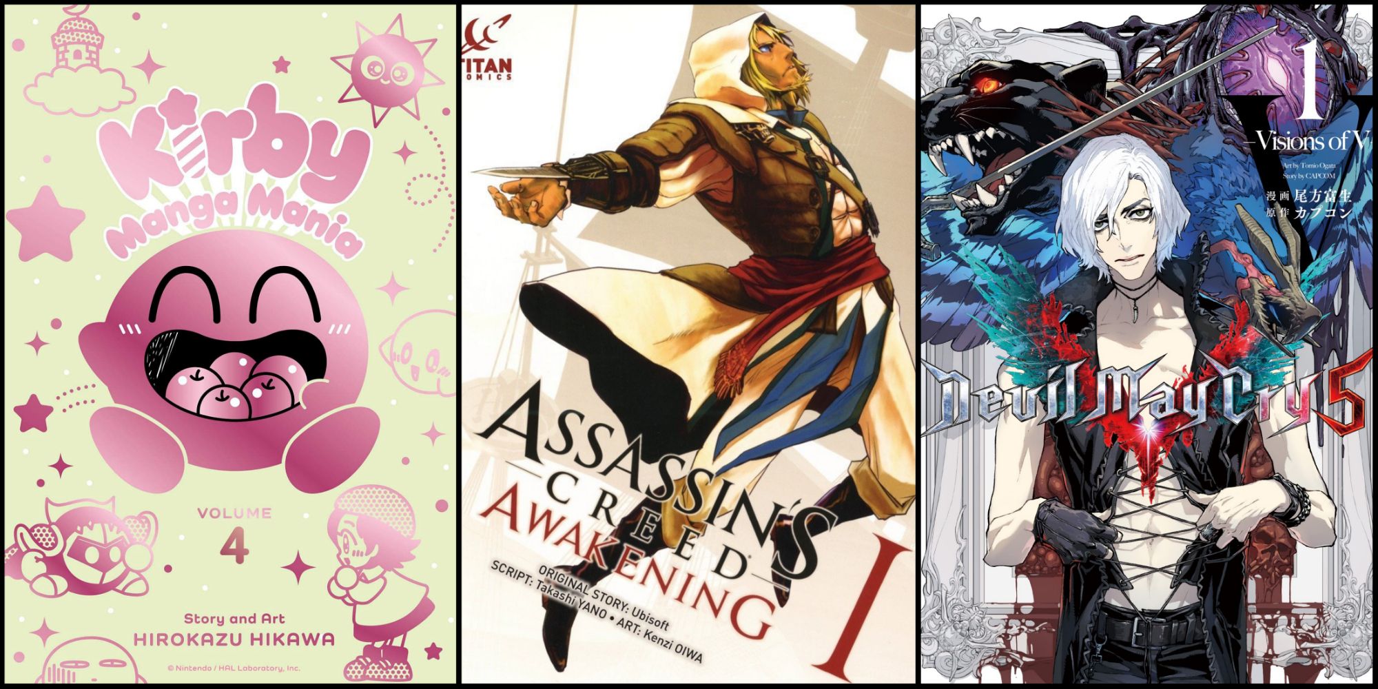 Banner of Manga for the Kirby, Assassins Creed, and Devil May Cry video games..