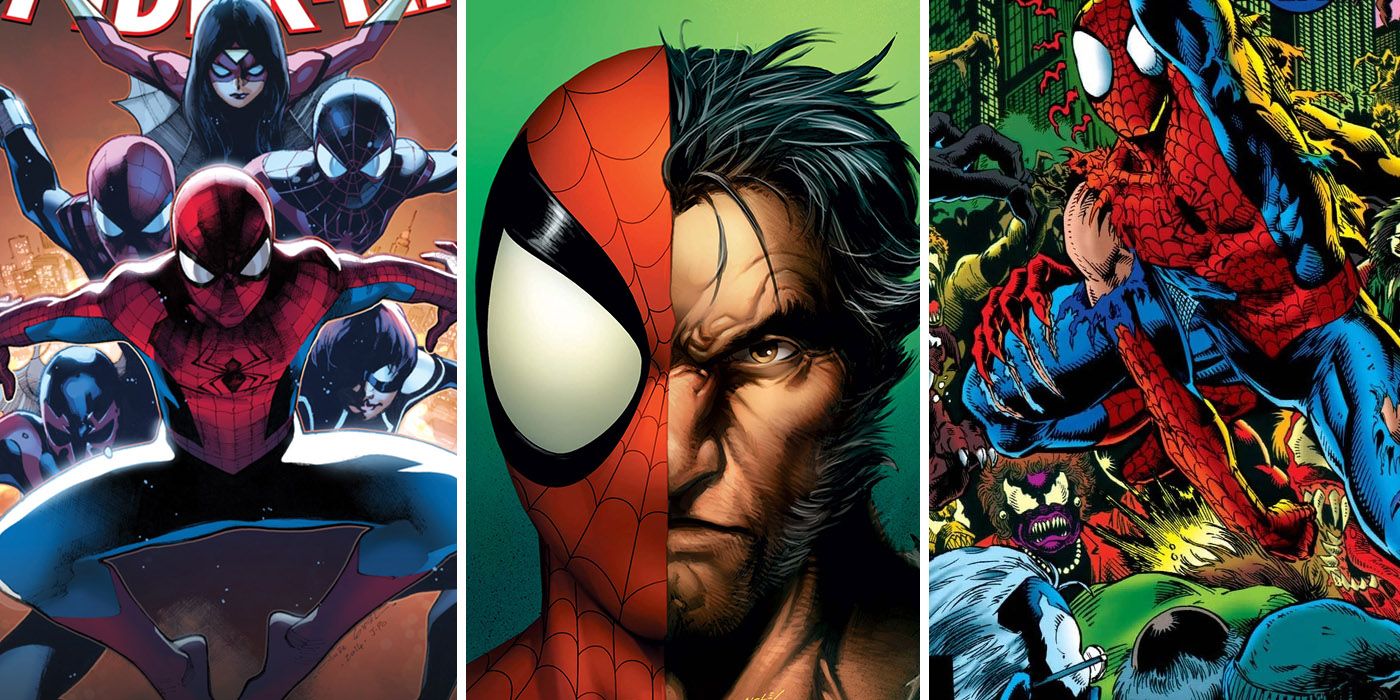 Spider-Man enters the Spider-Verse, swaps brains with Wolverine, and fights symbiotes