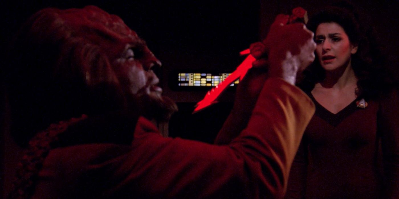 Worf and Troi from Star Trek TNG's Night Terrors