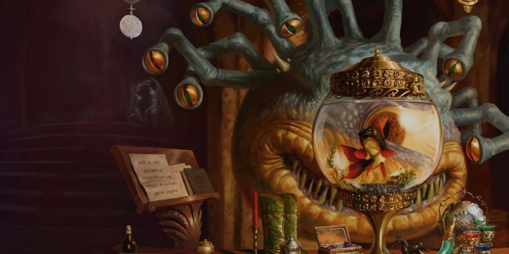 The Beholder crime boss Xanathar with his goldfish in DnD
