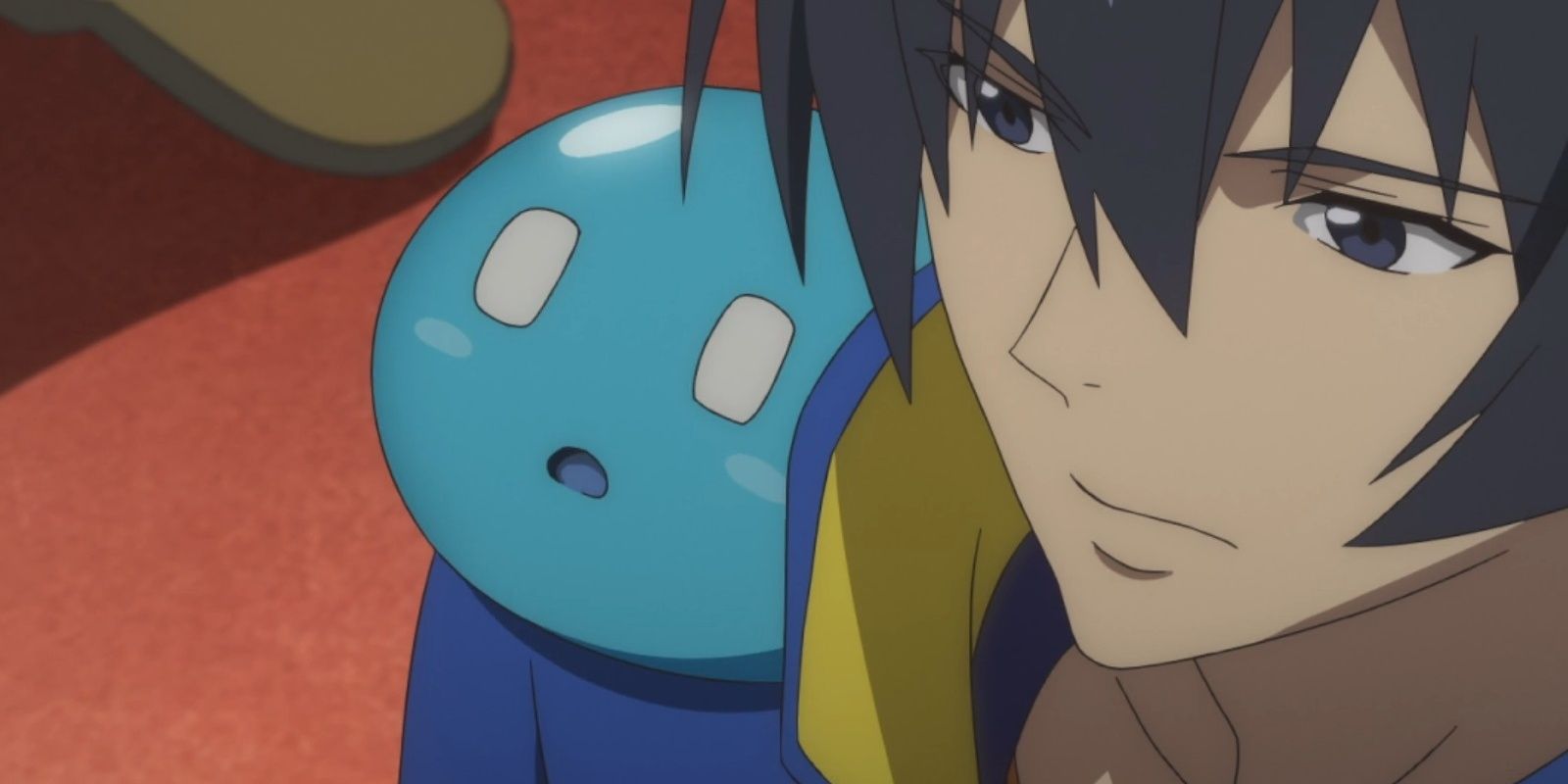 Anime boy with a blue demon slime-like appearance in a fantasy world