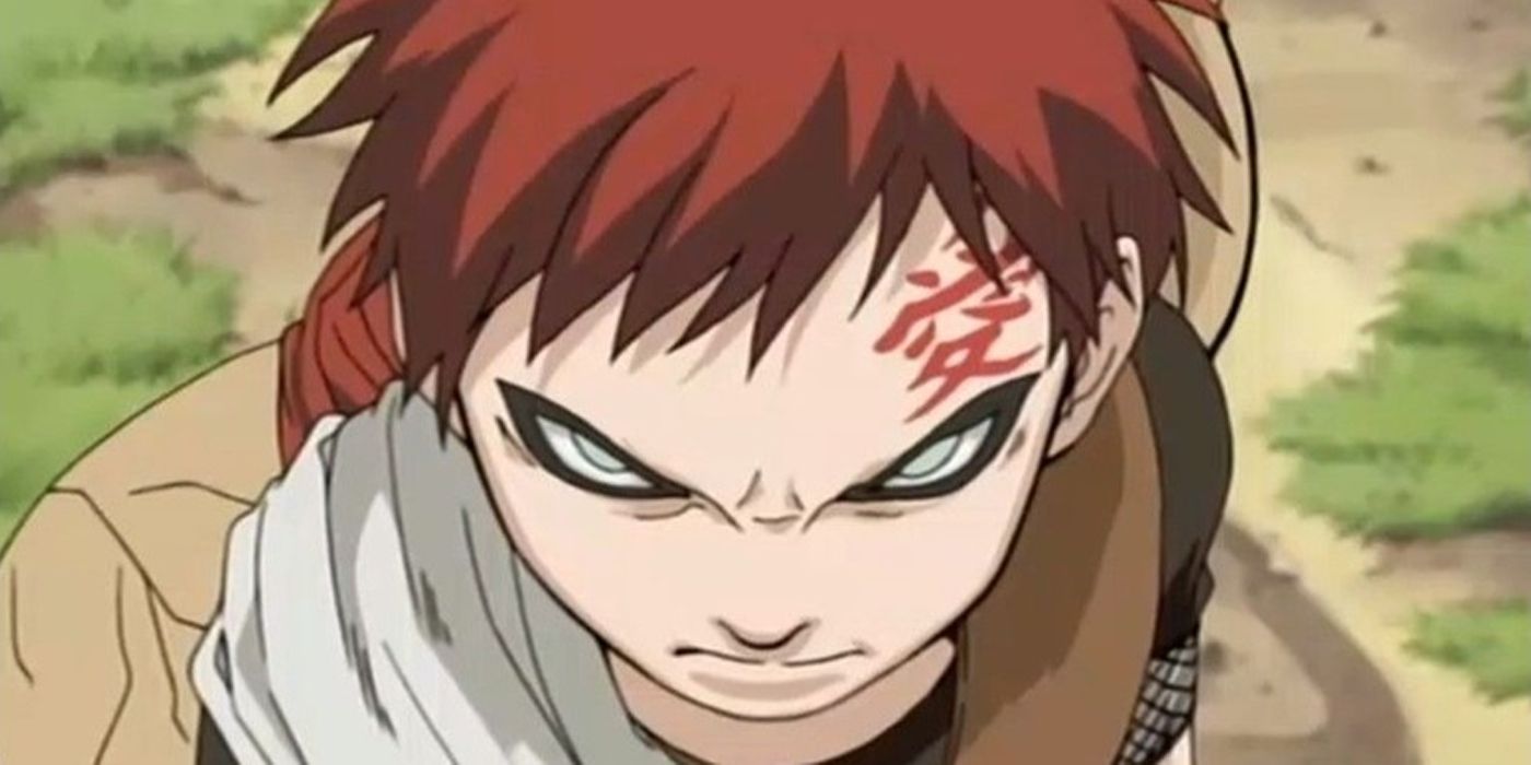 Young Gaara looking sinister in Naruto.