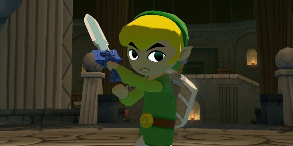 Young Link with the Master Sword in The Legend of Zelda: Wind Waker
