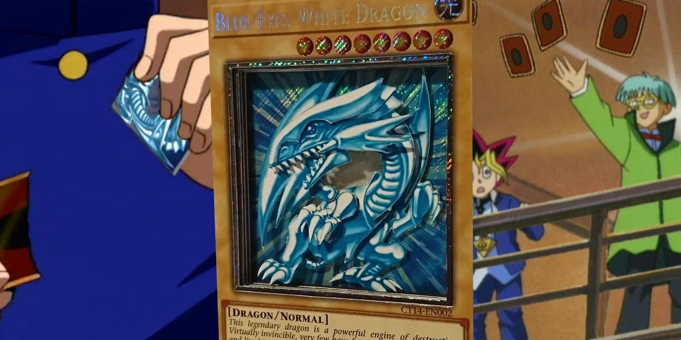 YuGiOh Cards Blue Eyes 3D Art torn and tossed