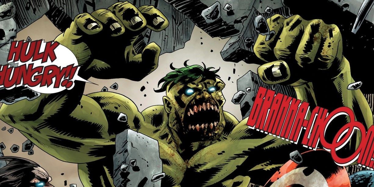 Zombie Hulk Battling Captain America and Zombie Wolverine from the comics. 
