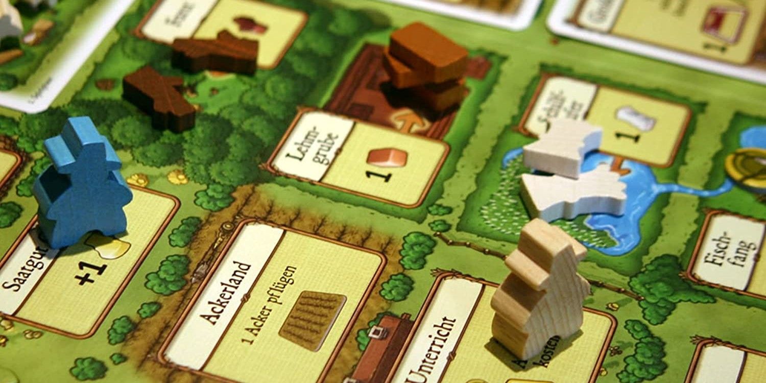An up close look at the board and some pieces from Agricola
