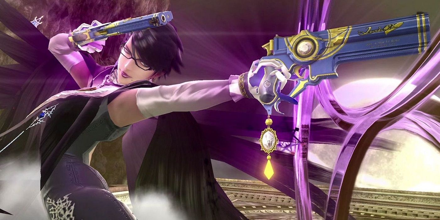 Bayonetta em smash brandindo armas Cropped