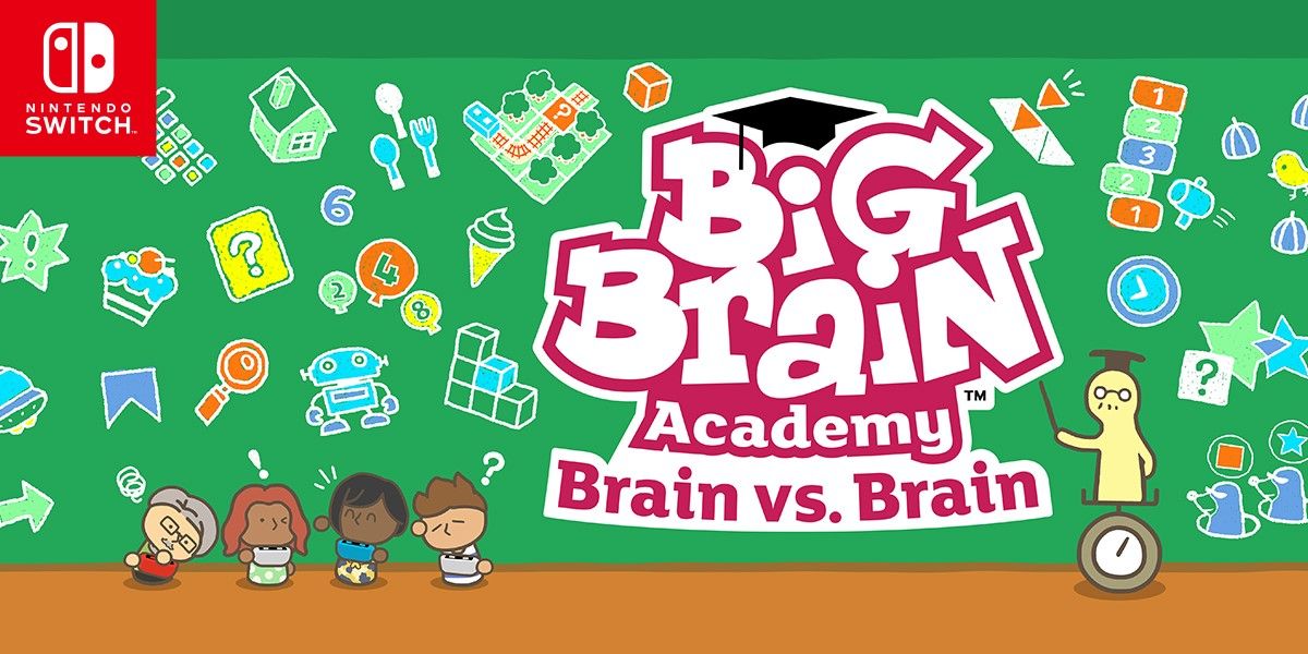 Promotional image for the latest game in the Big Brain Academy series, Brain vs. Brain, for Nintendo Switch