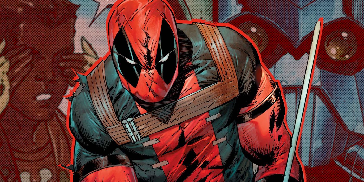 Deadpool angrily wields a sword in Marvel Comics