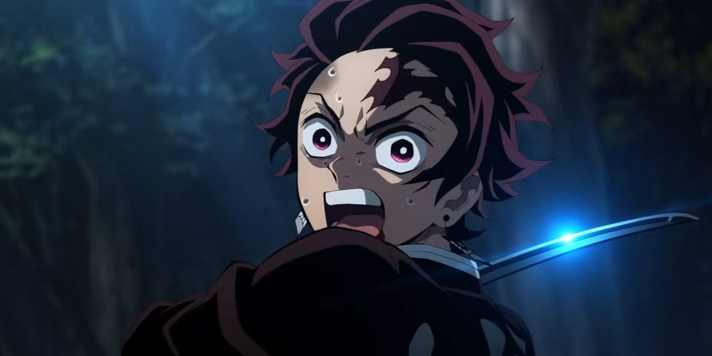 Tanjiro swings his blade in Demon Slayer: To The Swordsmith Village movie.