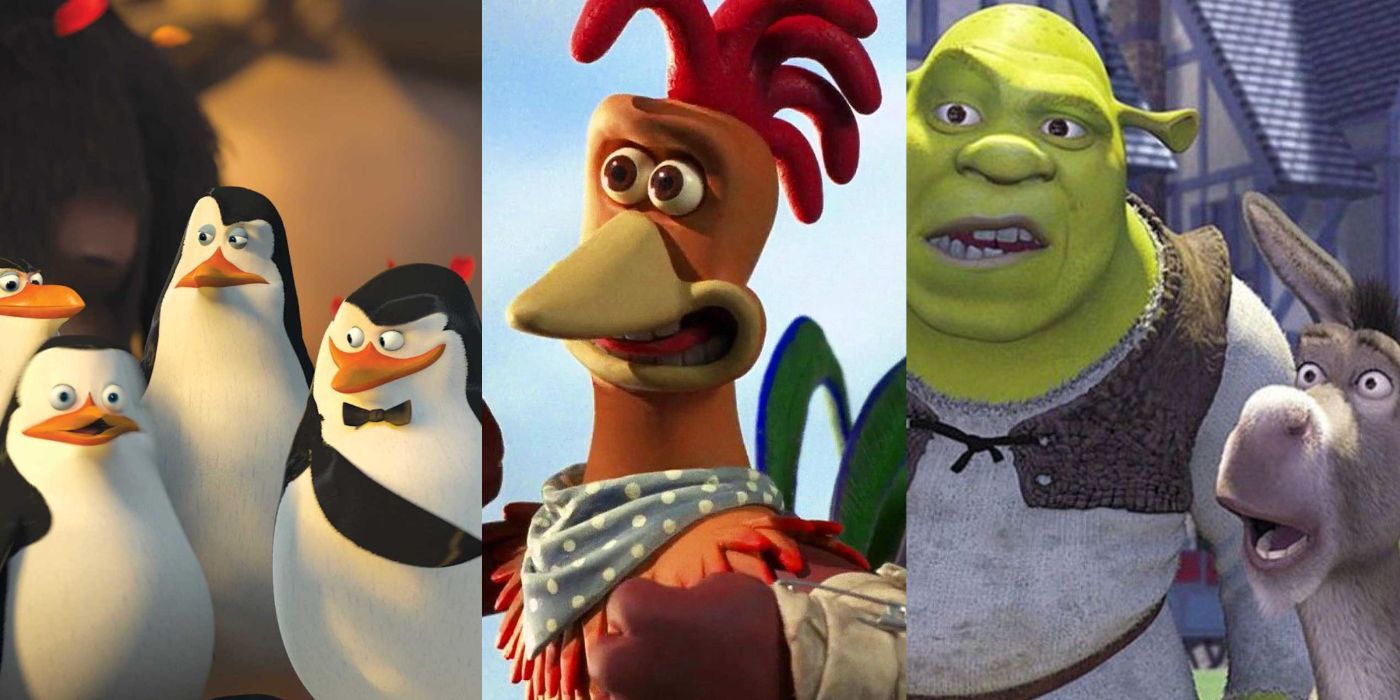 Penguins of Madagascar, Chicken Run and Shrek with Donkey Compilation Image