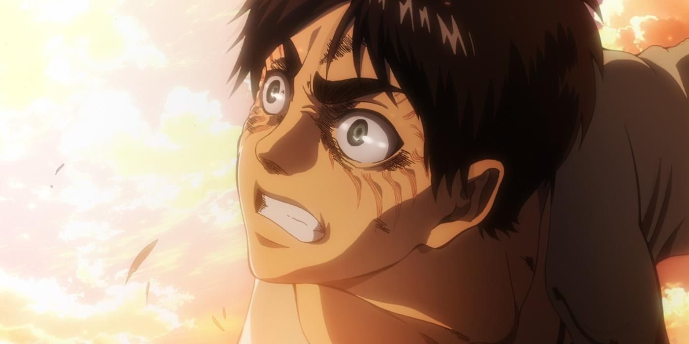 Eren Yeager with his Titan marks in Attack On Titan.
