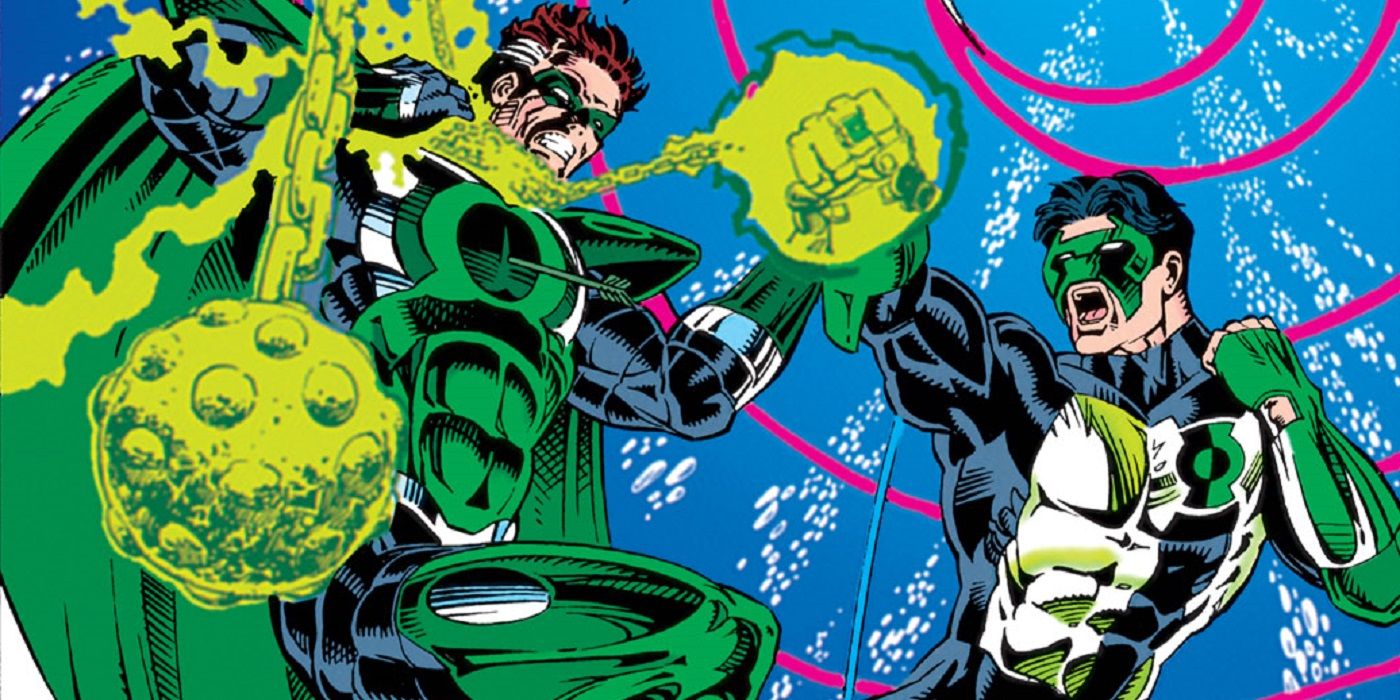 Green Lantern Kyle Rayner fights with Parallax in DC Comics