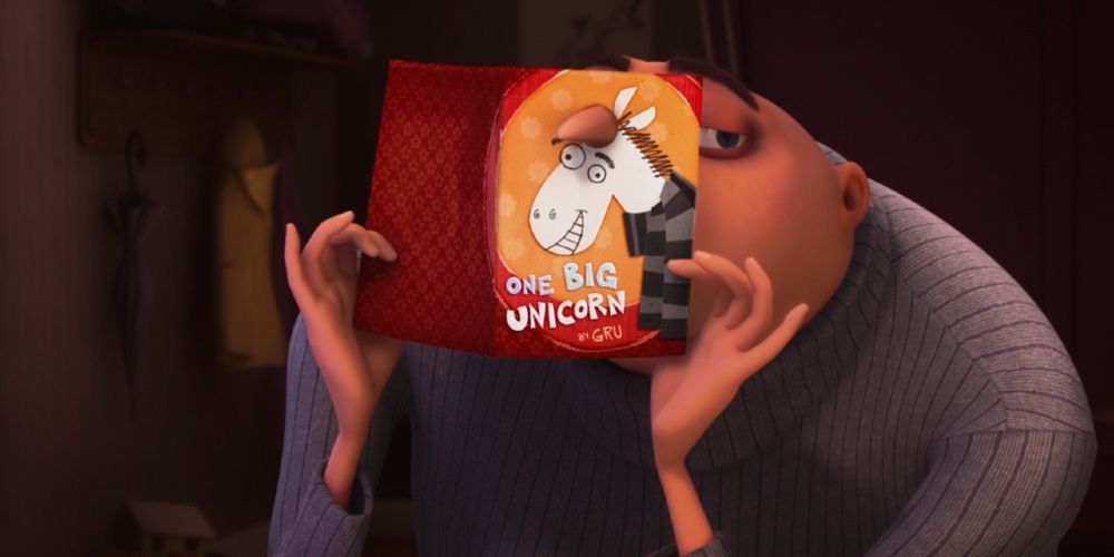 Gru reads his book in Despicable Me