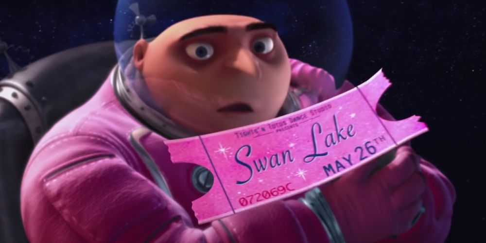 Gru sees his ticket floating in space in Despicable Me