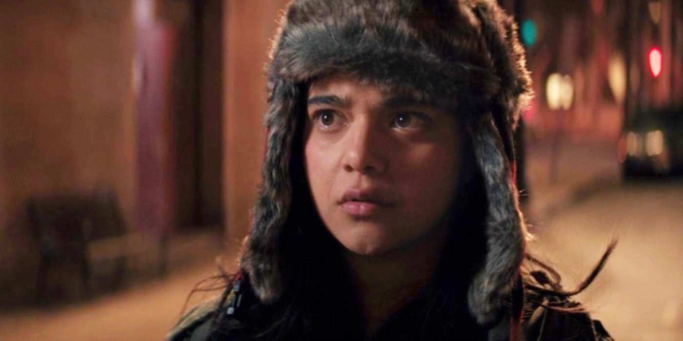 kamala khan in ms. marvel wearing winter hat with a concerned expression