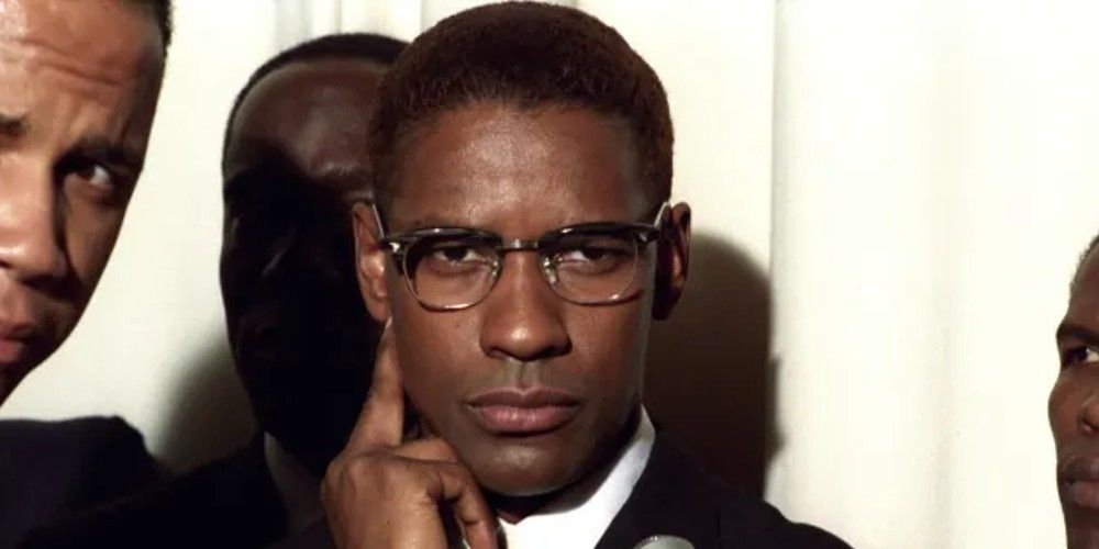 Denzel Washington as Malcolm X During A Press Conference in the Film Malcolm X