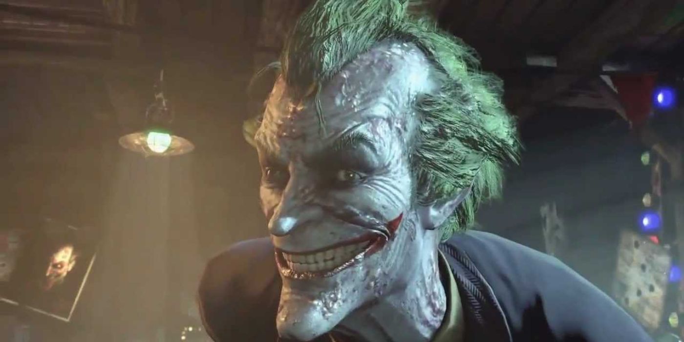 Joker smiling in Arkham City