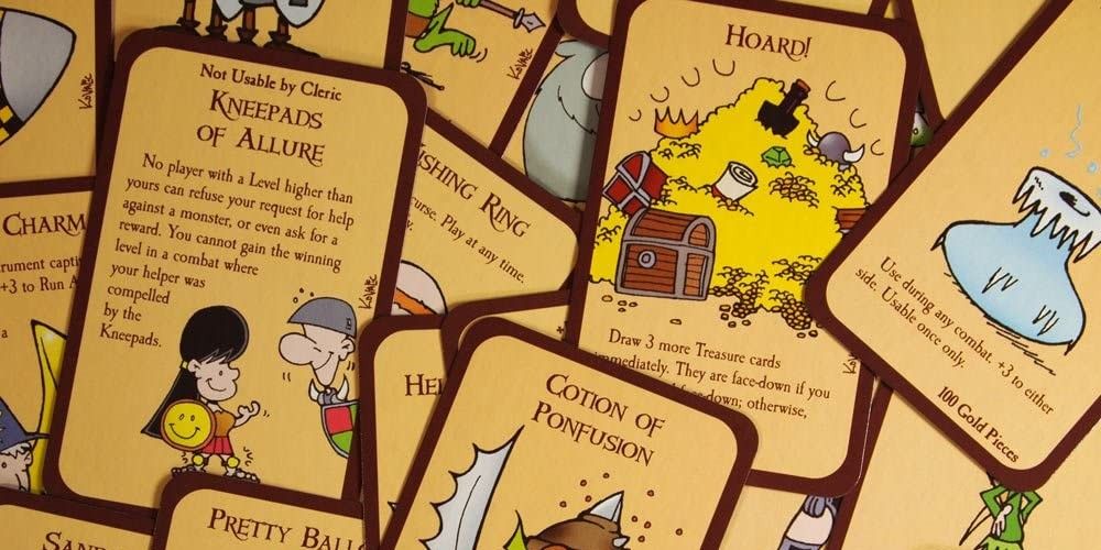 A loose pile of cards from Munchkin