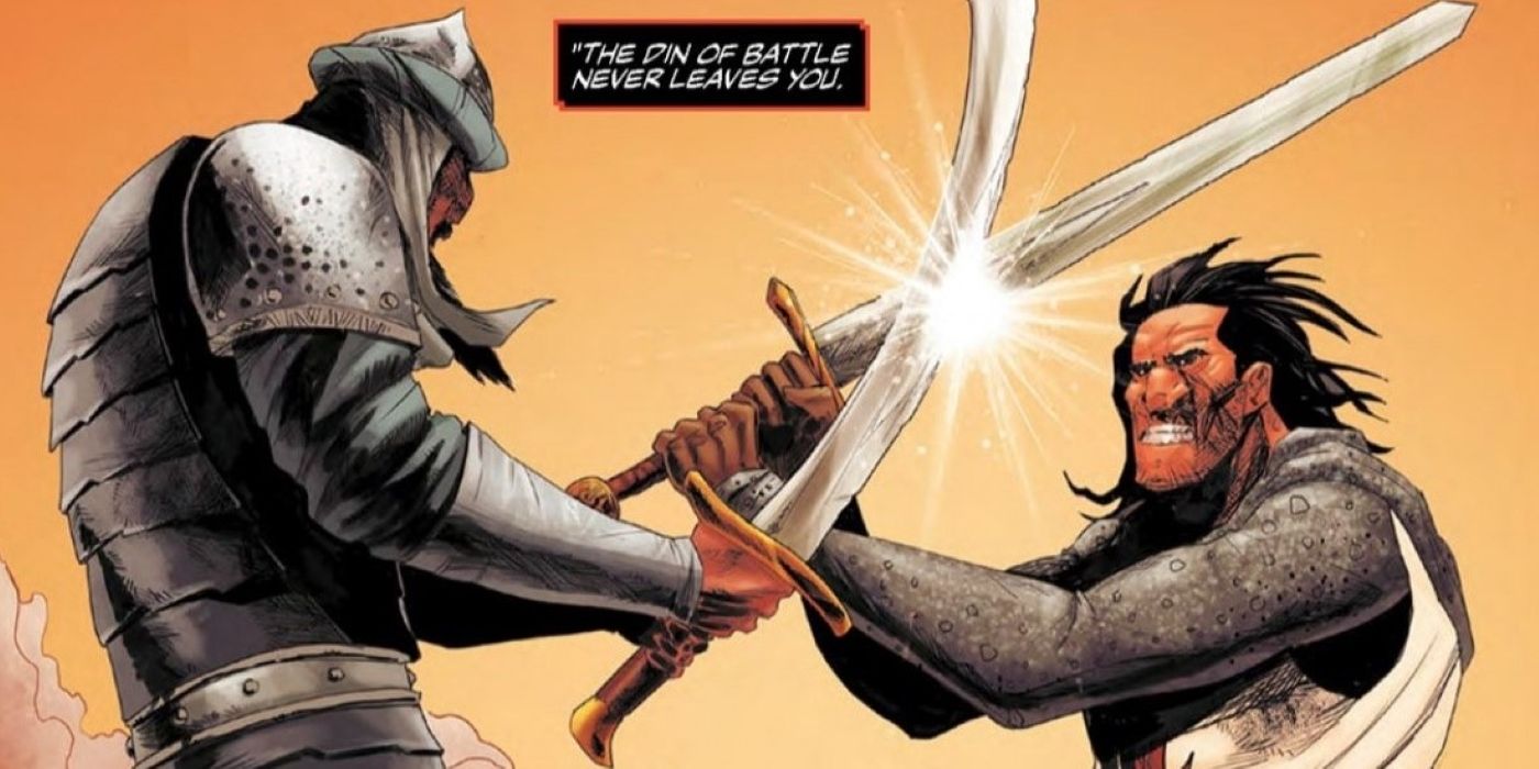 A scene from Nottingham comic book serious showing a duel