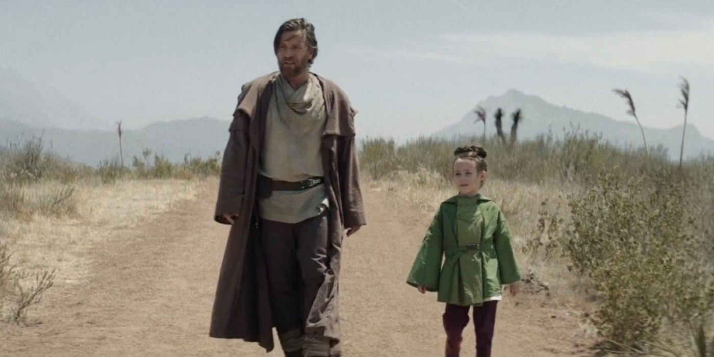 Obi-Wan walking with young Leia on Mapuzo.