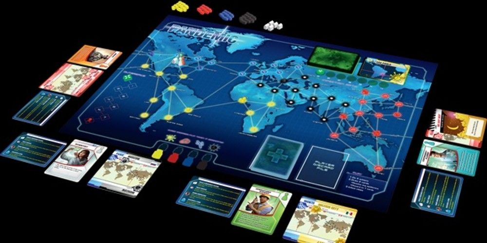 The board, cards, and components from the original edition of Pandemic
