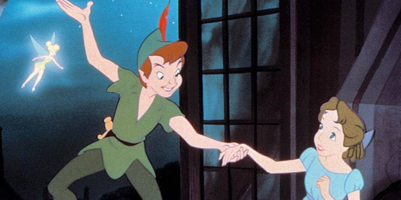 Peter convincing Wendy to come to Neverland in Disney's Peter Pan