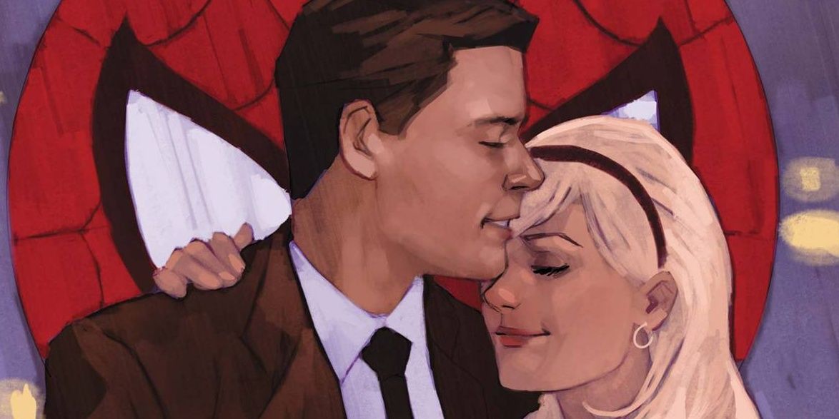 Peter Parker holds Gwen Stacey close