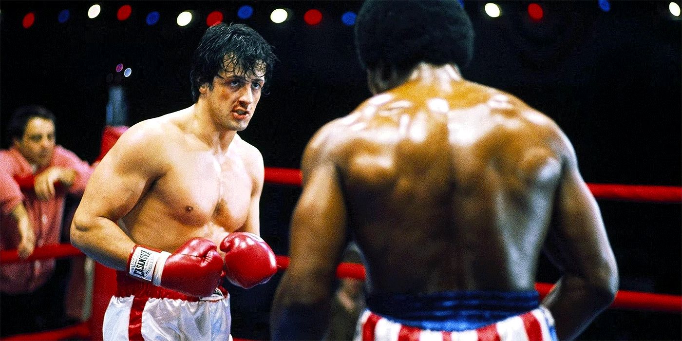 Sylvester Stallone and Carl Weathers in Rocky (1976)