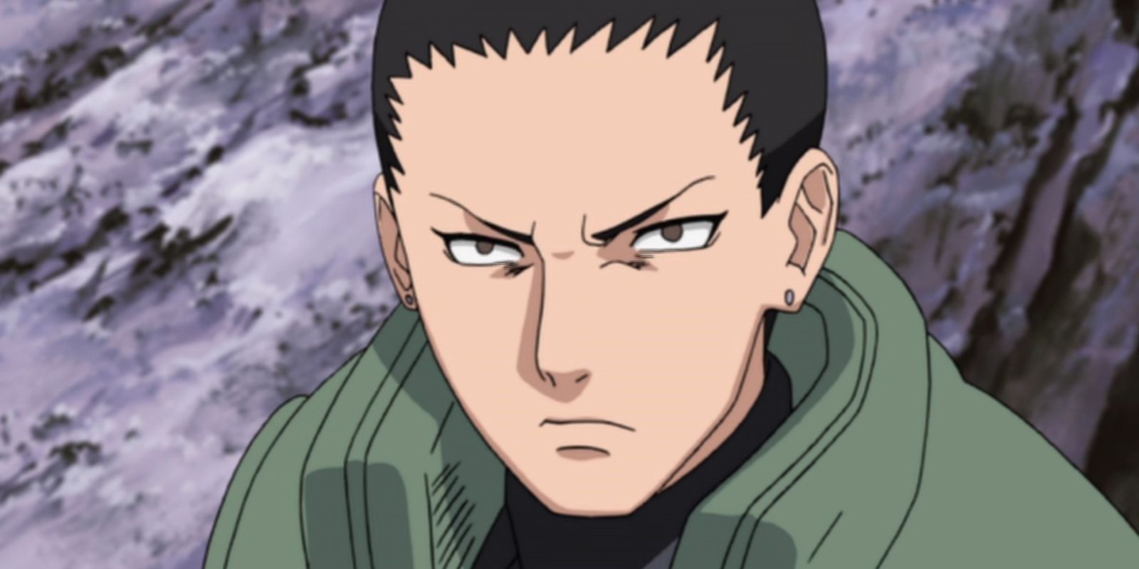 Shikamaru looking serious in Naruto.