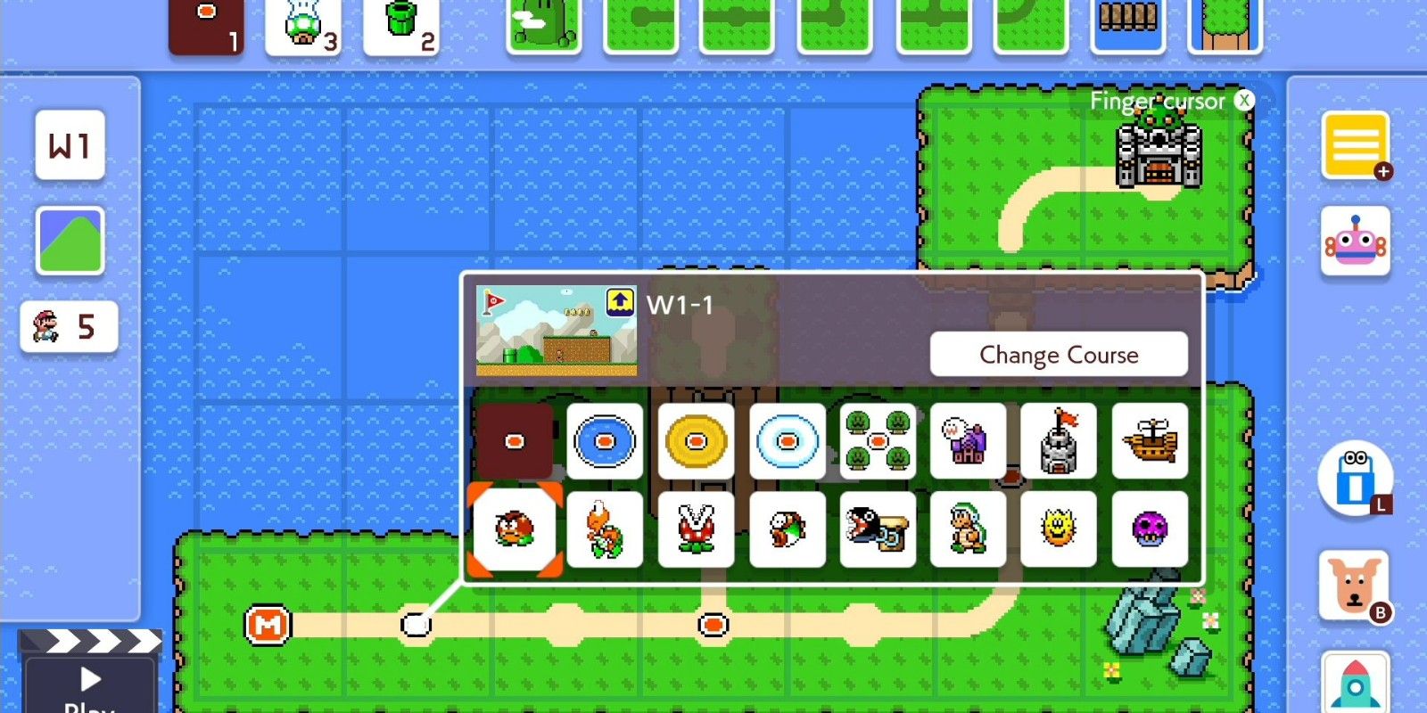 Super Mario Maker Customization Screen