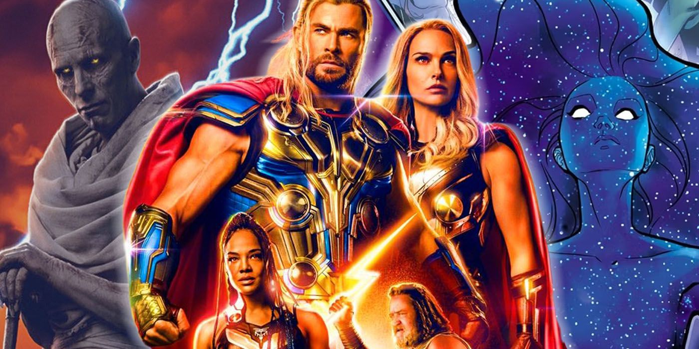 Who are the cosmic beings with cameos in Thor: Love and Thunder