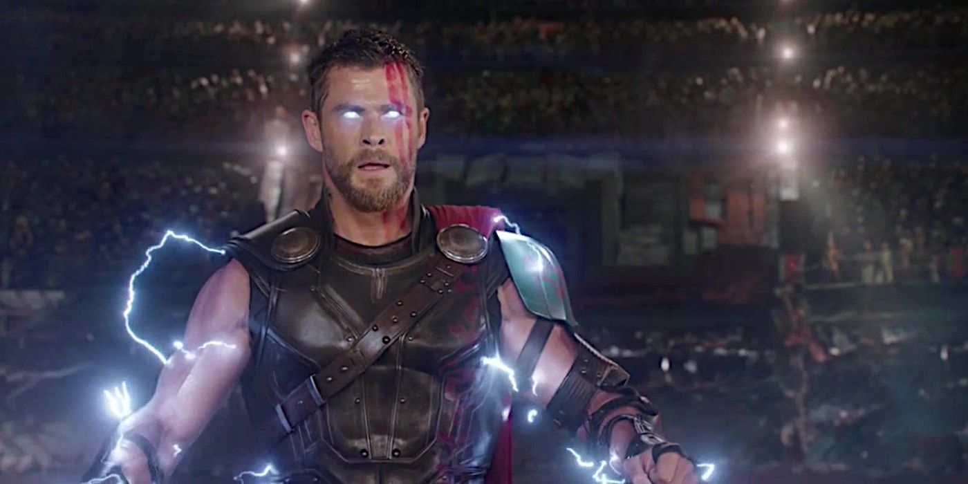 Thor (Chris Hemsworth) powers up in Thor: Ragnarok