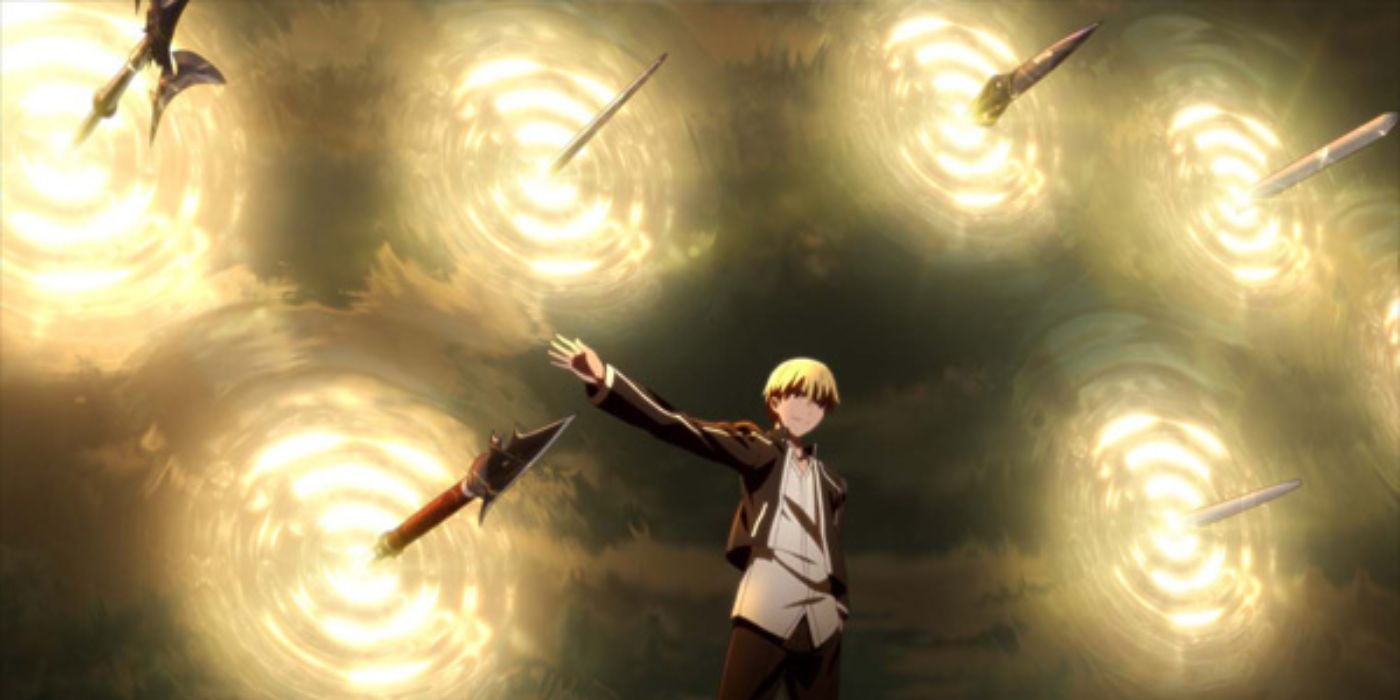 Gilgamesh fights in Fate/stay night: Unlimited Blade Works.