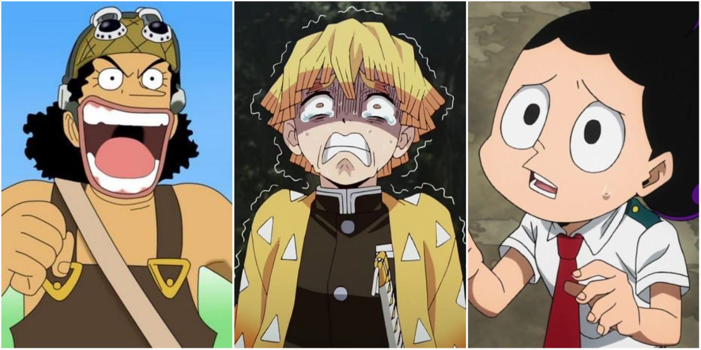 10 Least Heroic Anime Entrances Feature Image picturing Usopp, Zenitsu, and Mineta
