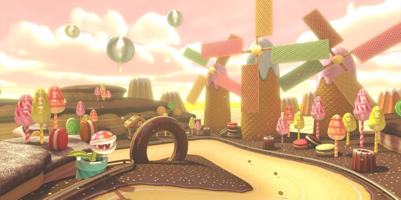 Mario Kart 8 Sweet Sweet Canyon windmills macarons donuts