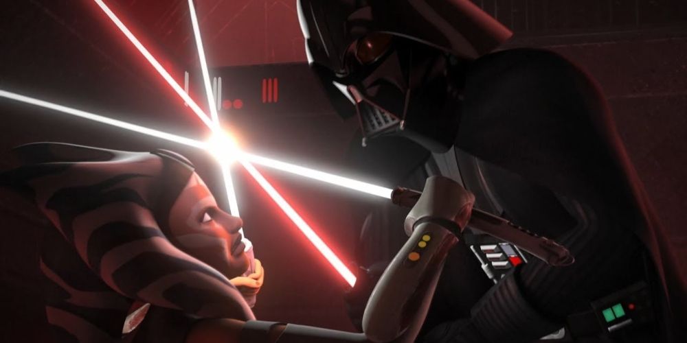 Ahsoka duels Darth Vader in Star Wars Rebels Twilight of the Apprentice